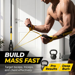 💪 225LBS Heavy Duty Cable Resistance Band Home Gym Training Set